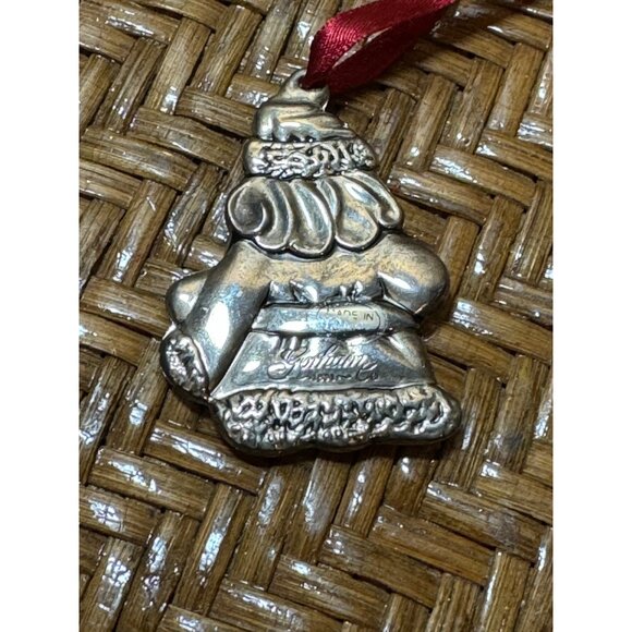 Vintage Gorham  Silver Santa Claus Christmas Ornament With Red Ribbon - Picture 3 of 5